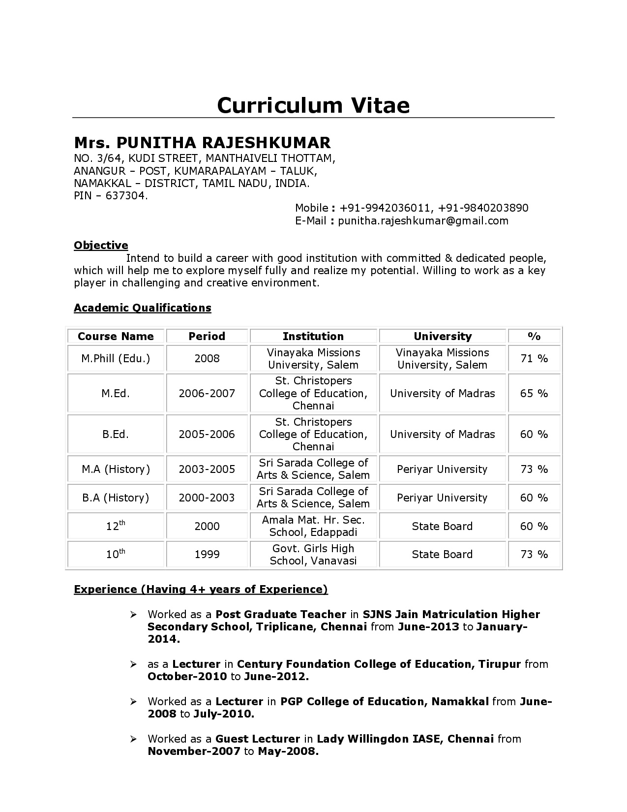 Teacher Profile