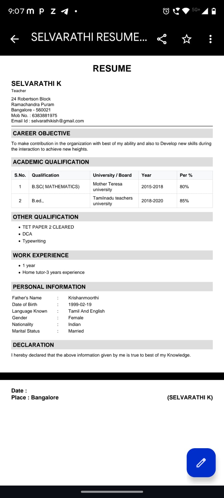 Teacher Profile